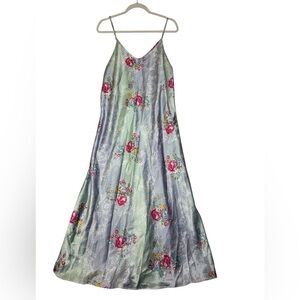 Sarah Bentley‎ Intimates XL Floral Satin Slip Dress Nightgown Vintage Y2K